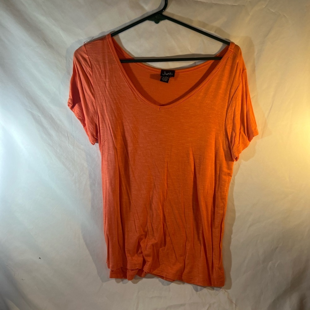 Justify Orange Short Sleeve V-Neck Top
